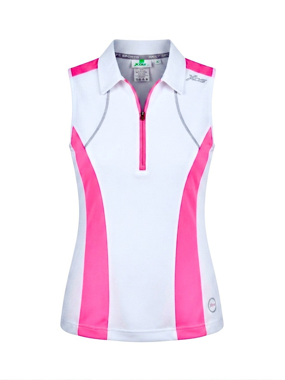Daily Sports XDS Golf Women White w/ Hot Pink Lines Sleeveless Polo Top - Small